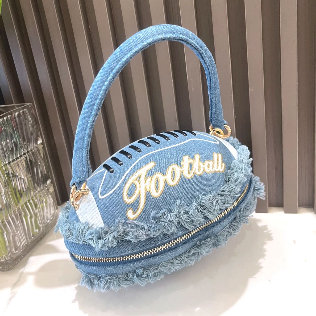 Luxury Bags Denim - 데님 볼 모양 이브닝 클러치 백,