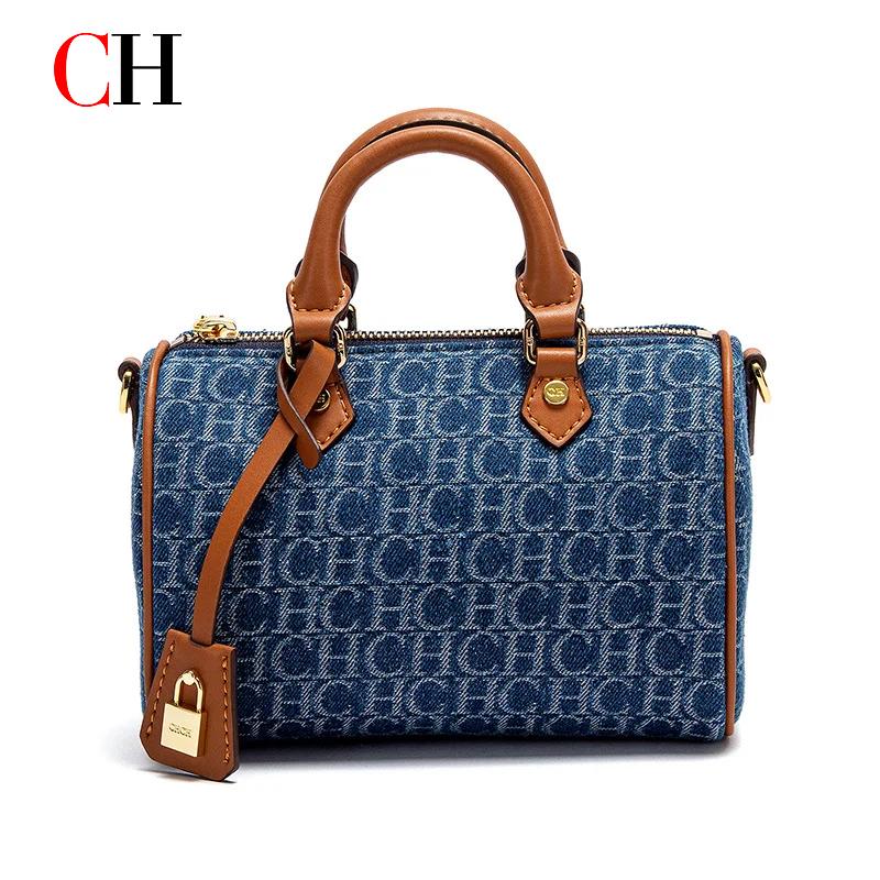 Luxury Bags Denim - CH 빈티지 데님 보스턴 백 여성용