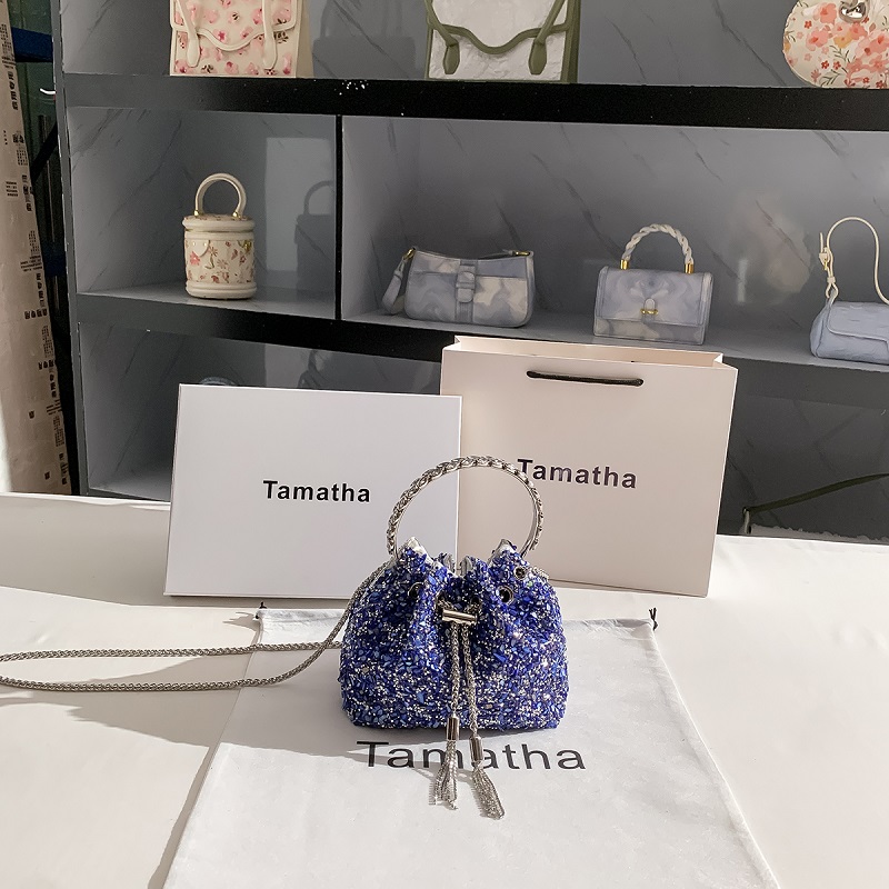 Luxury Bags Blue - 럭셔리 블루 스톤 버킷 백 글리터