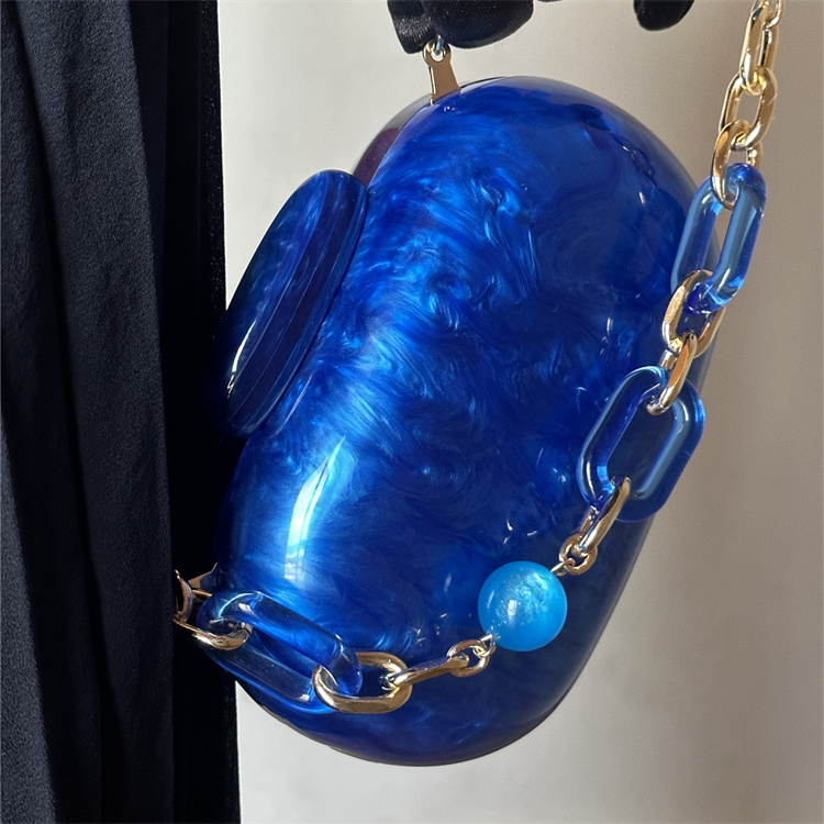 Luxury Bags Blue - 클라인 블루 대리석 패턴 라운드 이브닝