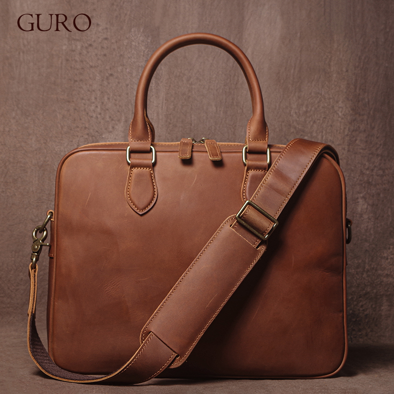 Luxury Bags Tote - GURO 남자 크레이지 호스 소 가죽
