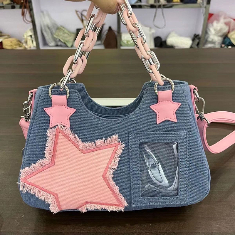 Luxury Bags Tote - 데님 여성 겨드랑이 가방 대용량 디자이너
