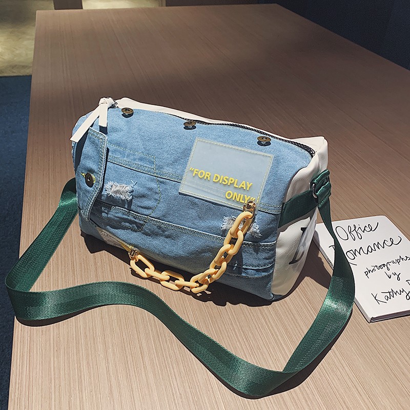 여성용 패션 데님 숄더백, 대용량 여행 가방, 디자이너 - Luxury Bags Blue 리뷰 및 가격