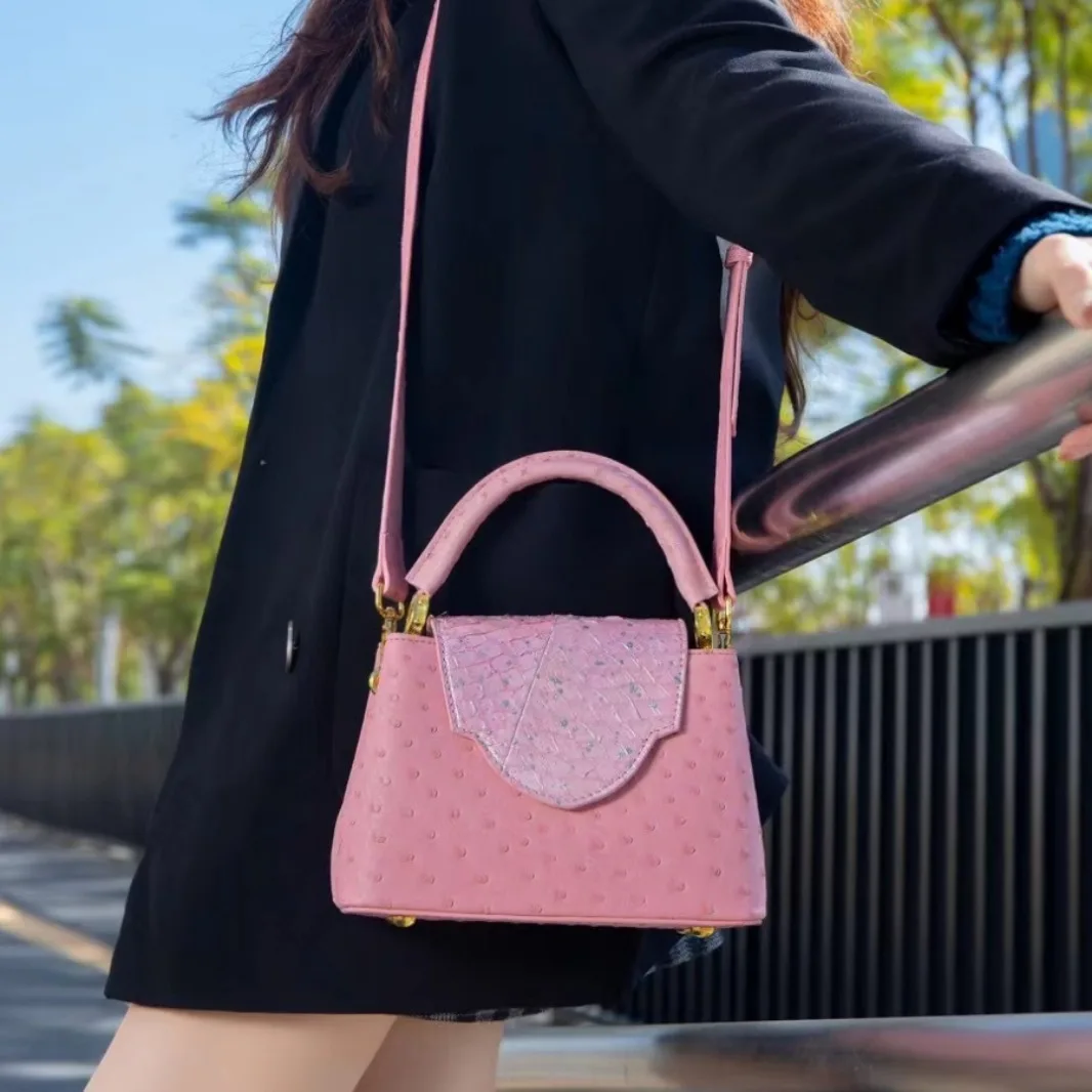 HXia 럭셔리 스퀘어 여성 가방 타조 무늬 가죽 핸드 - Luxury Bags For Women Sale 리뷰 및 가격