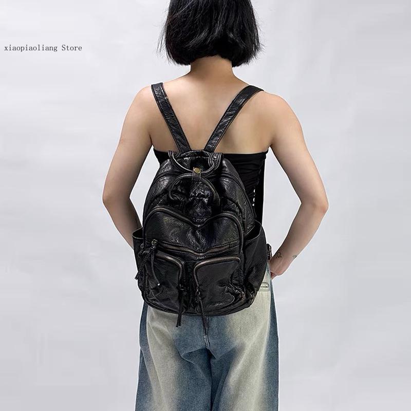 럭셔리 소프트 워시드 PU 가죽 백팩 트렌드 대학 가방 - Luxury Bags Trending 리뷰 및 가격