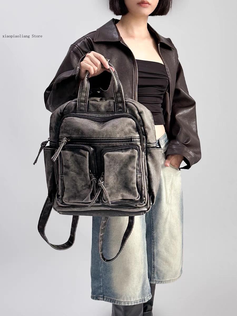 럭셔리 소프트 워시드 PU 가죽 백팩 트렌드 대학 가방 - Luxury Bags Trending 리뷰 및 가격