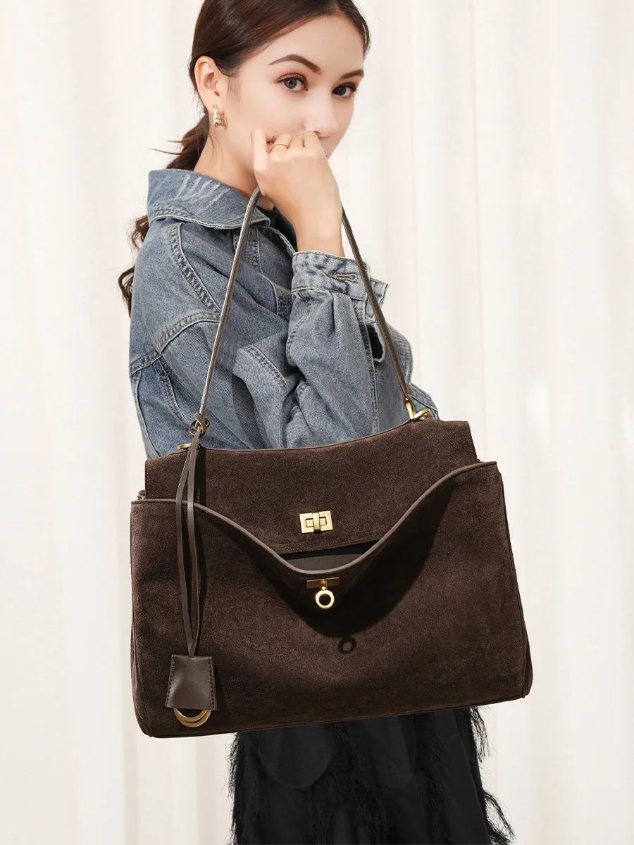 가을 겨울 여성 스웨이드 정품 가죽 가방 숄더 핸드백  - Luxury Bags Tote 리뷰 및 가격