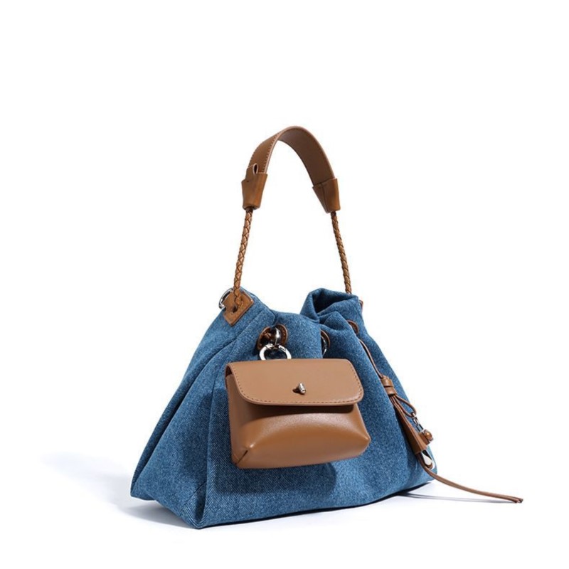 JIAERDI 하이 스트리트 데님 버킷 백 지갑 여성  - Luxury Bags Denim 리뷰 및 가격