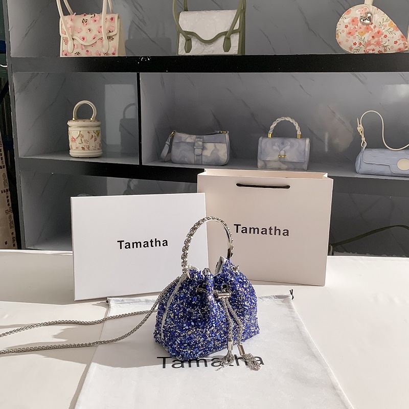 럭셔리 블루 스톤 버킷 백 글리터 라인스톤 다이아몬드  - Luxury Bags Blue 리뷰 및 가격