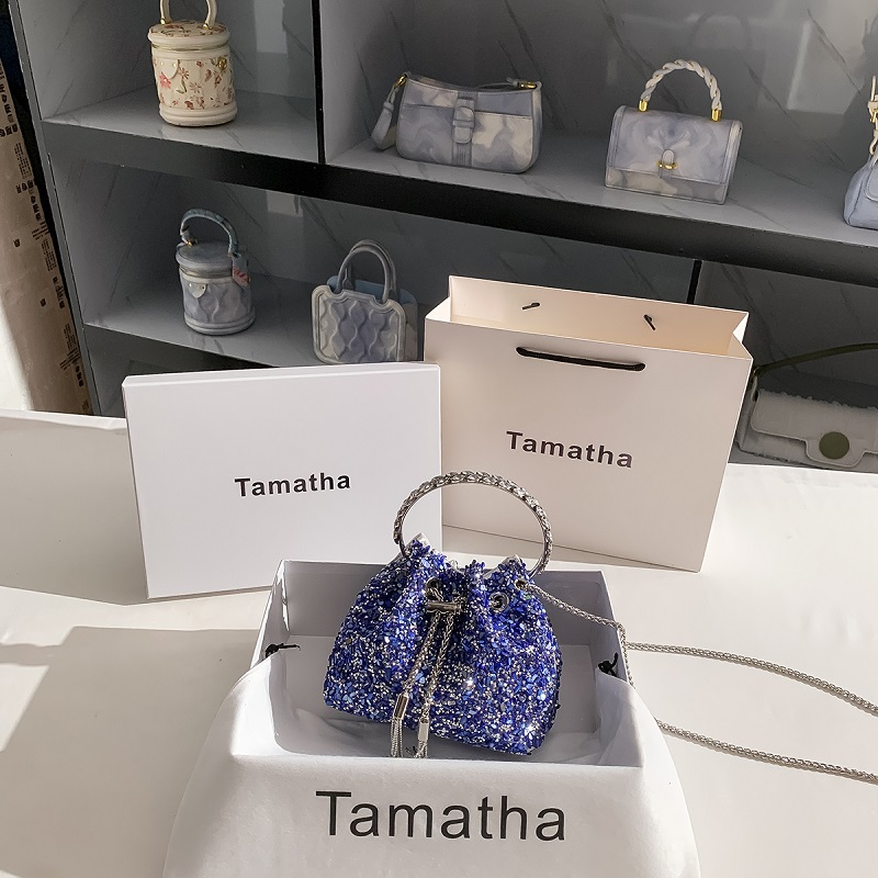 럭셔리 블루 스톤 버킷 백 글리터 라인스톤 다이아몬드  - Luxury Bags Blue 리뷰 및 가격