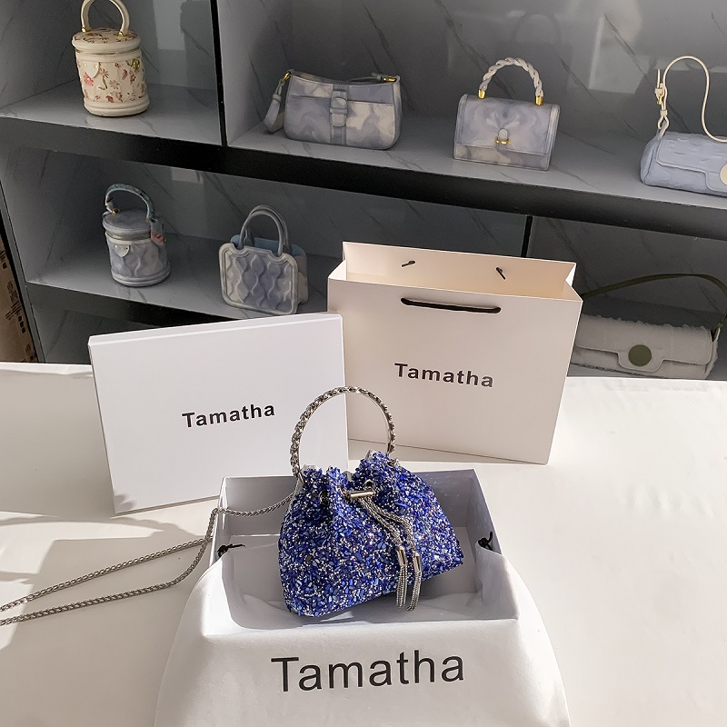 럭셔리 블루 스톤 버킷 백 글리터 라인스톤 다이아몬드  - Luxury Bags Blue 리뷰 및 가격
