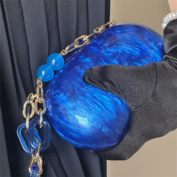 클라인 블루 대리석 패턴 라운드 이브닝 핸드백, 고품질 - Luxury Bags Blue 리뷰 및 가격