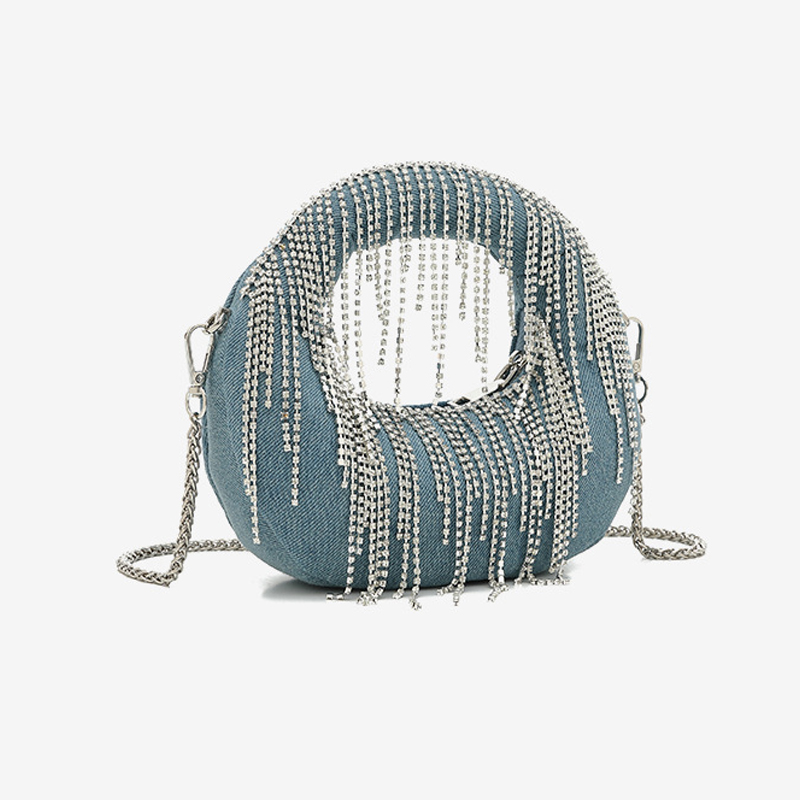 하프 문 이브닝 클러치 파티 가방 여성용 럭셔리 디자이 - Luxury Bags Denim 리뷰 및 가격